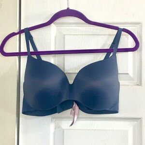 Victoria’s Secret Lined Demi Bra 36D Molded Cups Underwire Gray Blue VS Nice!